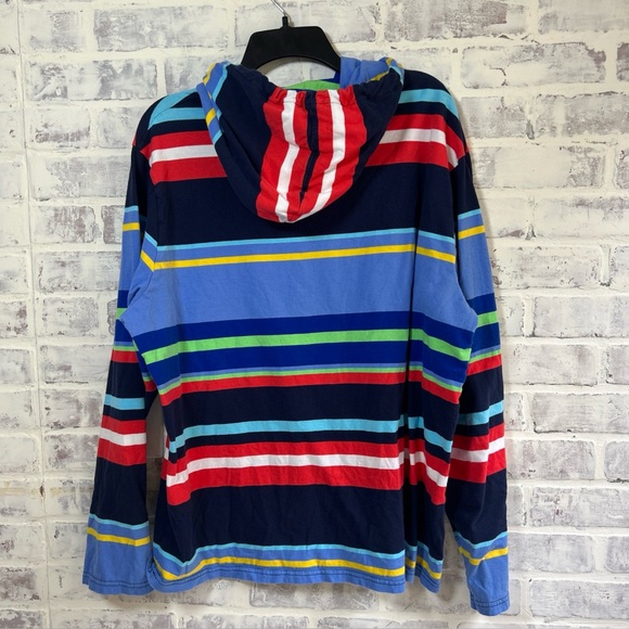 Polo Ralph Lauren Mens XL Striped Blue Jersey Hoodie Long Sleeve TShirt Pullover - Picture 4 of 7